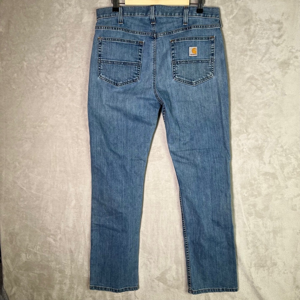 Carhartt Jeans Men's 34x32 Blue Relaxed Fit Rugged Flex Stretch Denim